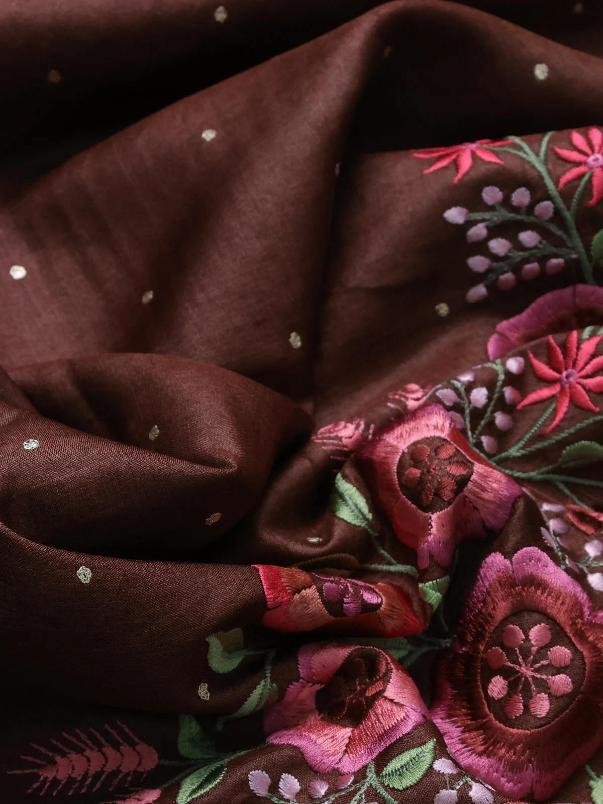 Brown Tussar Silk Saree - Image 3