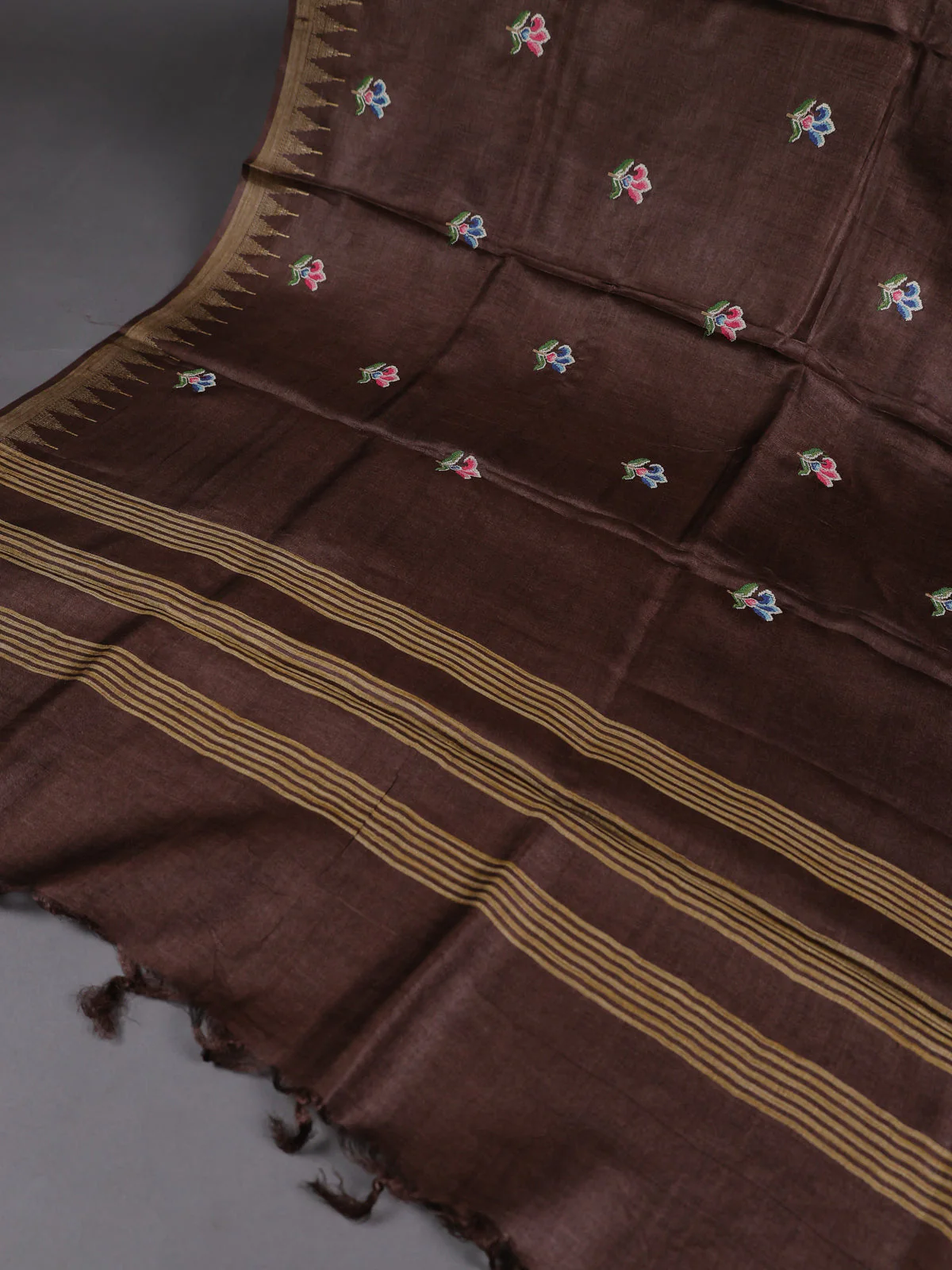 Brown Tussar Silk Unstitched Suit - Image 3