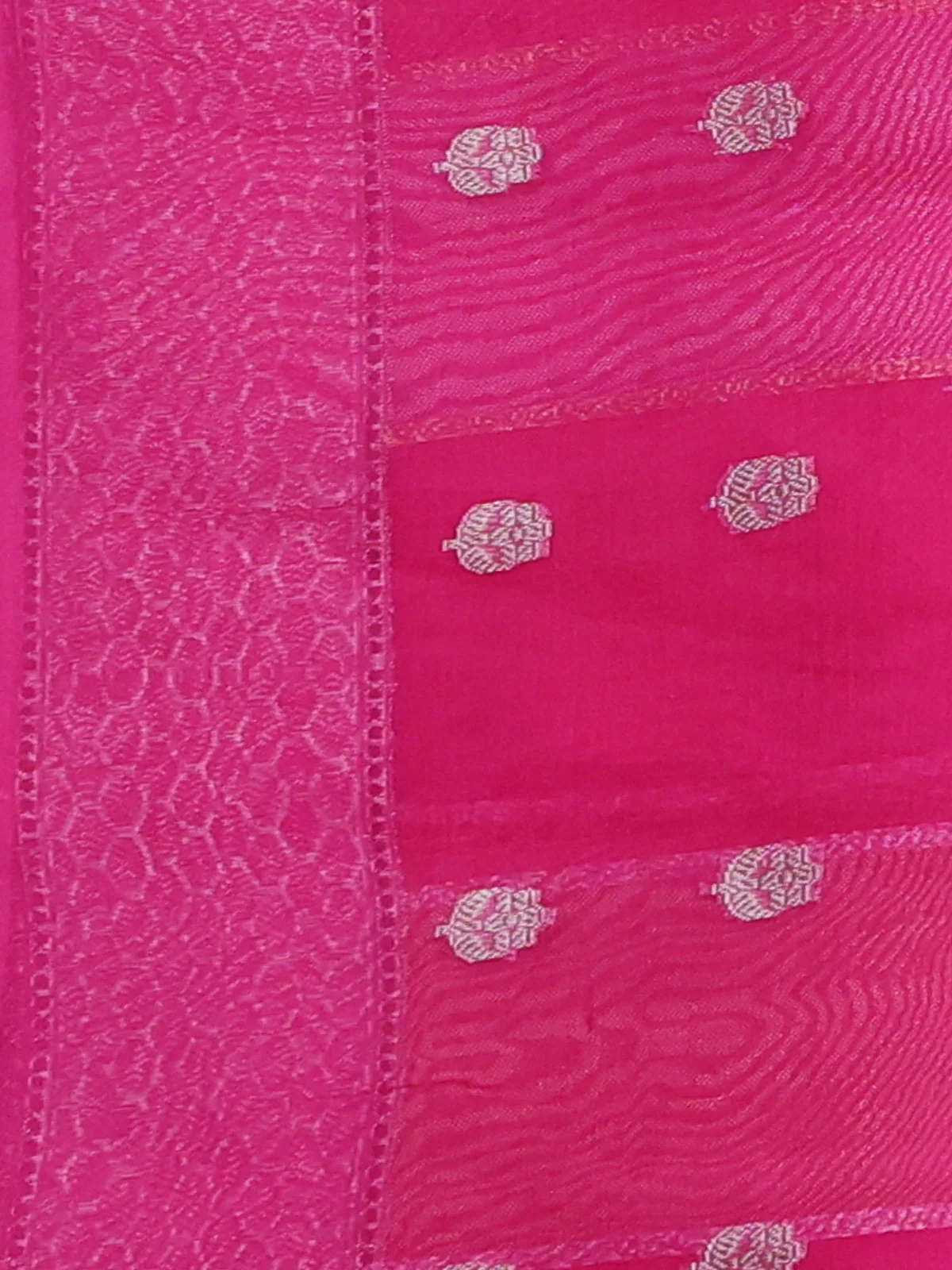 Candy Pink Banarasi Kora Saree - Image 3