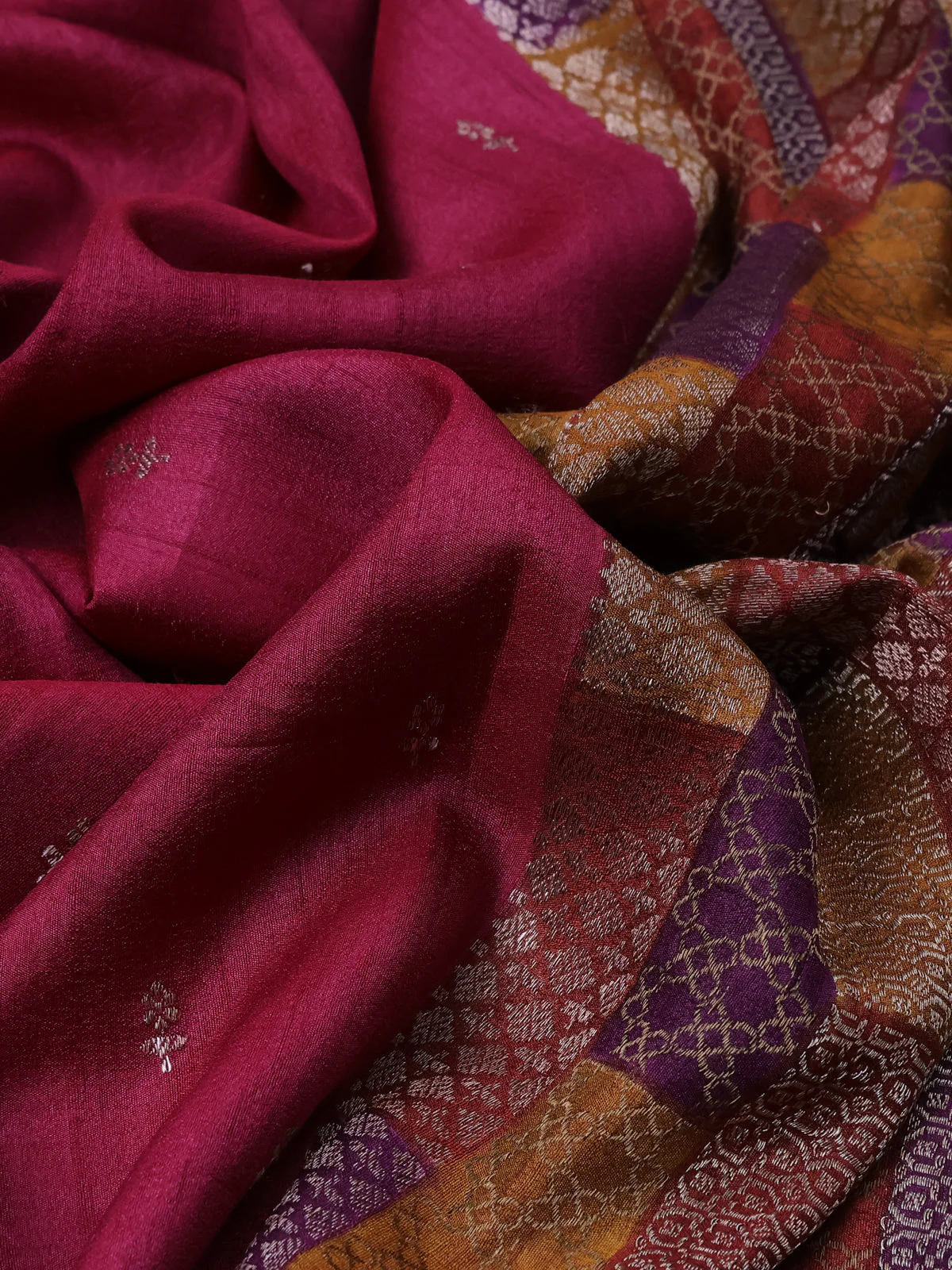 Coral Pink Banarasi Khaddi Tussar Saree - Image 3