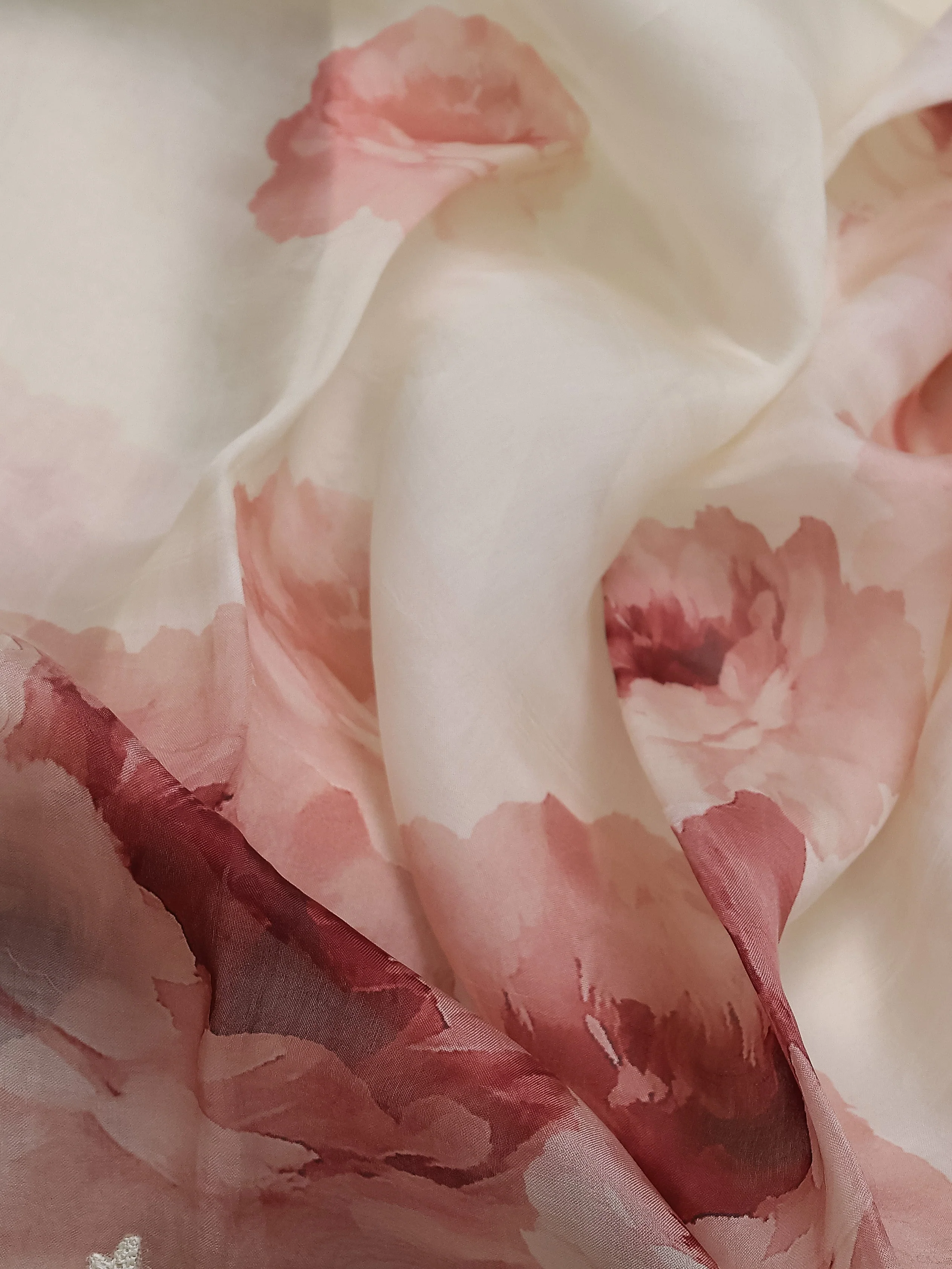 Cream Organza Silk Saree - Image 3