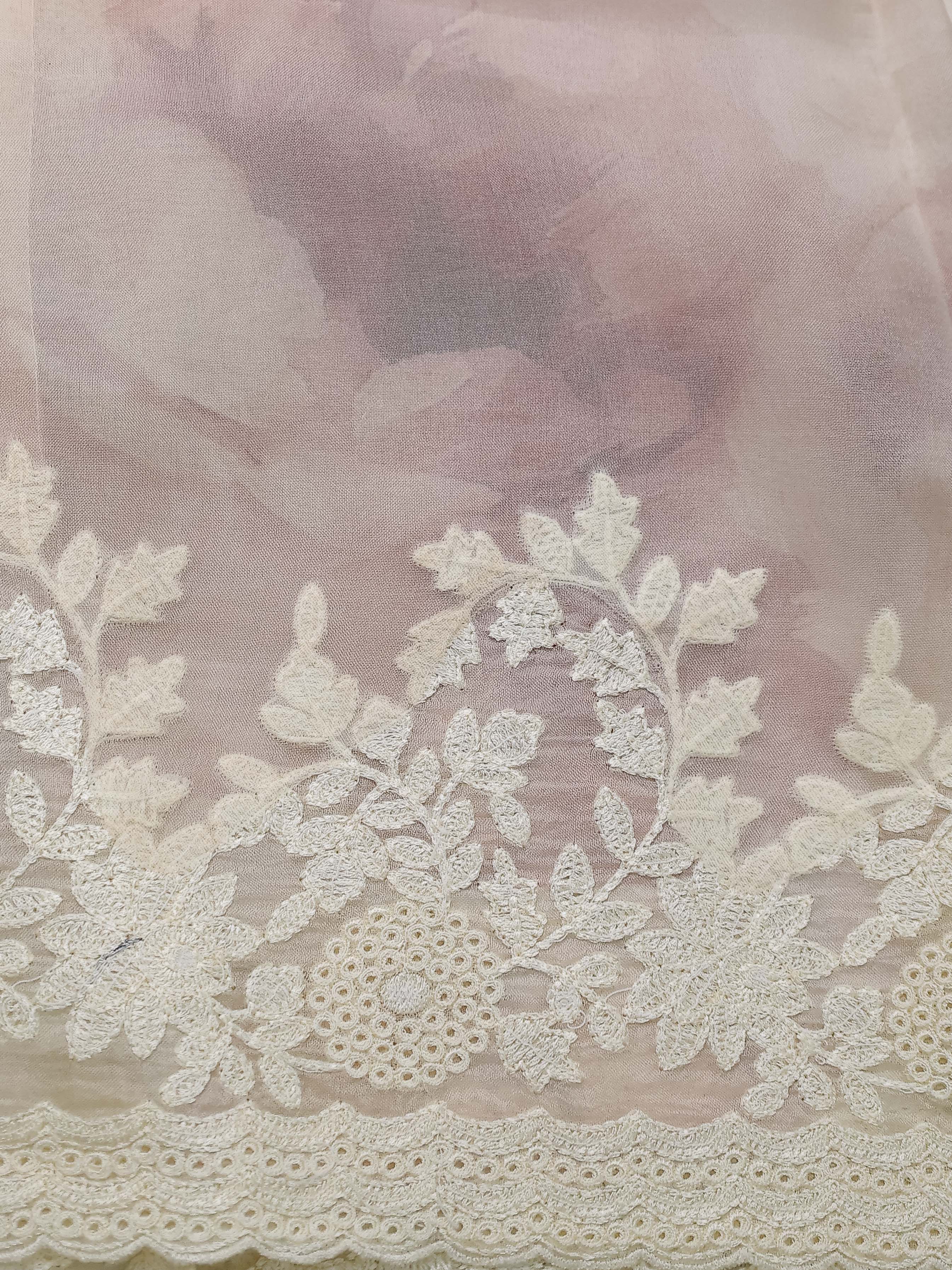 Cream Organza Silk Saree - Image 4