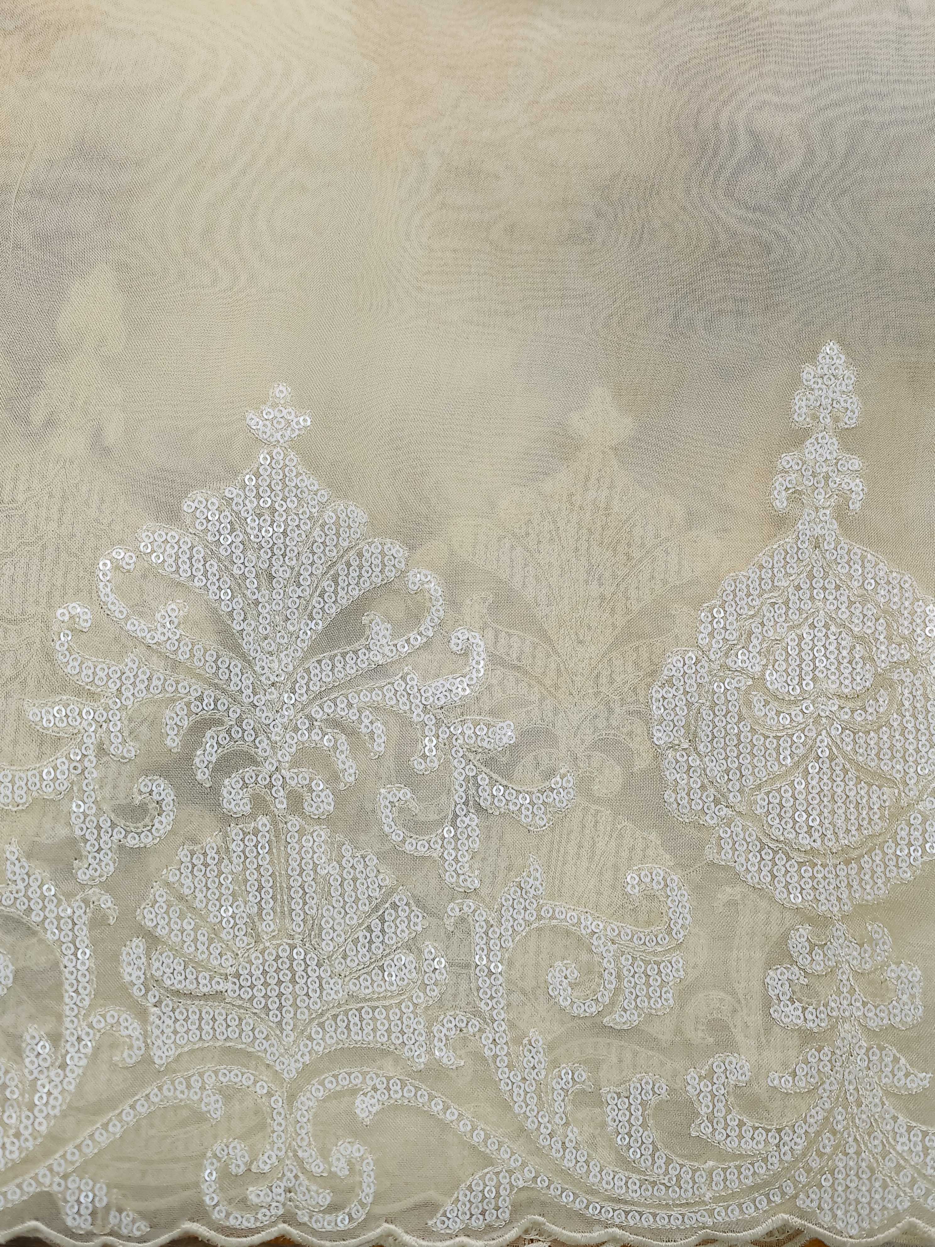 Cream Organza Silk Saree - Image 4