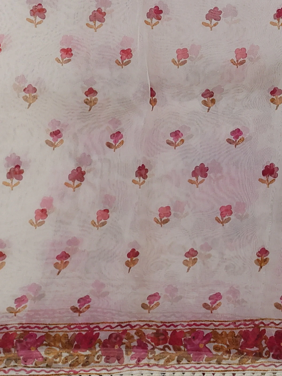 Cream Organza Silk Saree - Image 3
