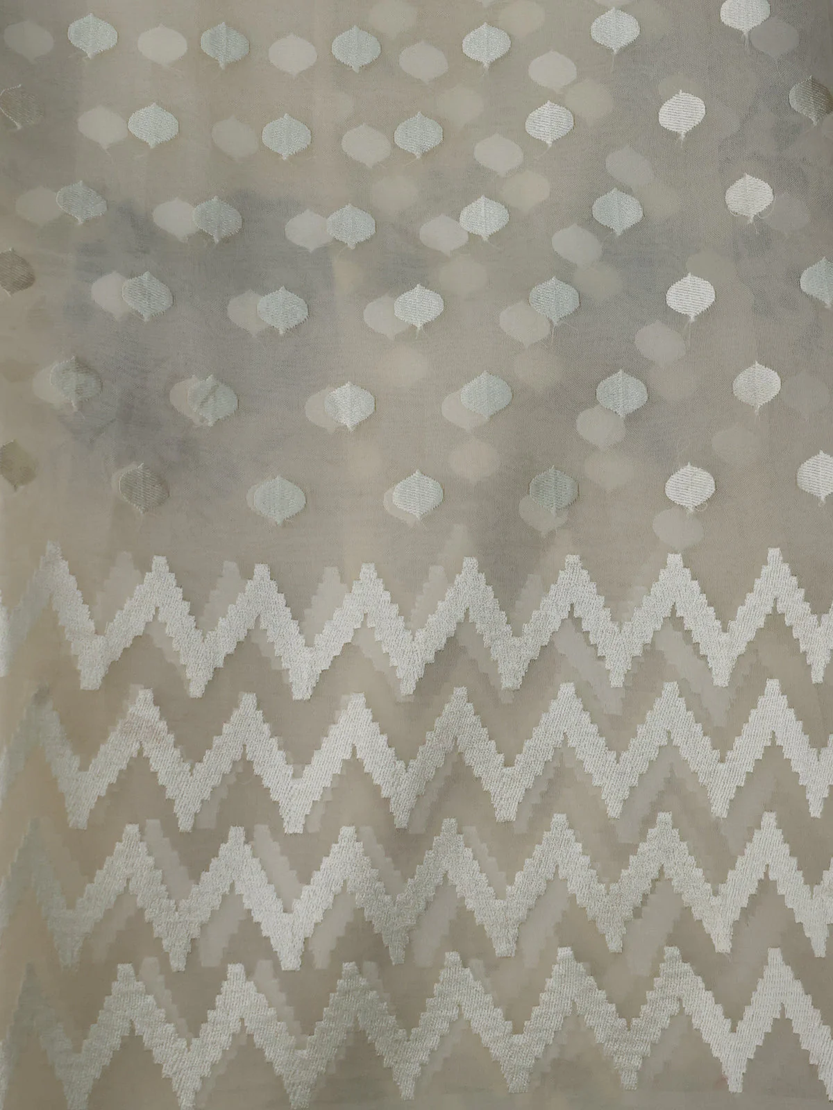 Cream Organza Silk Saree - Image 4