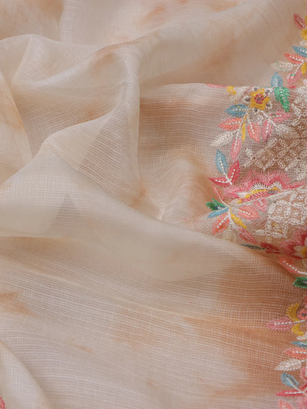 Cream-Rust Silk Kota Saree - Image 3