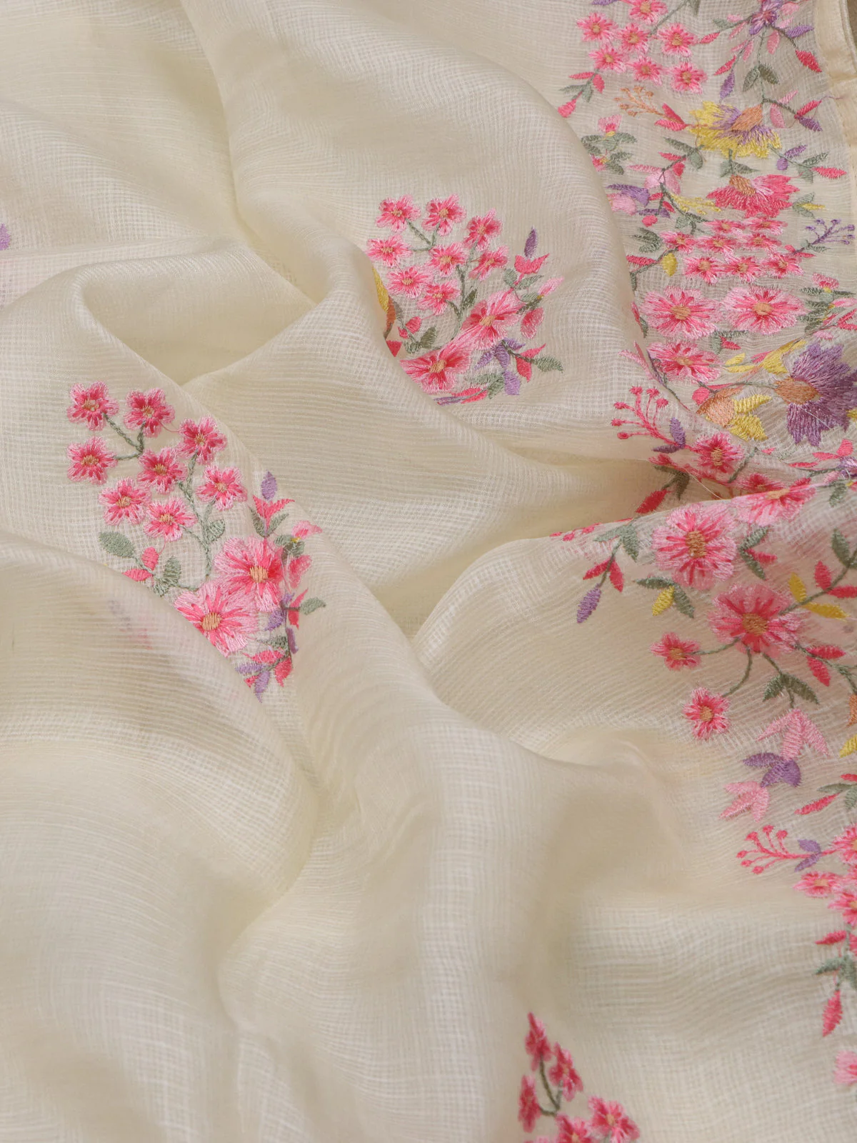 Cream Silk Kota Saree - Image 3