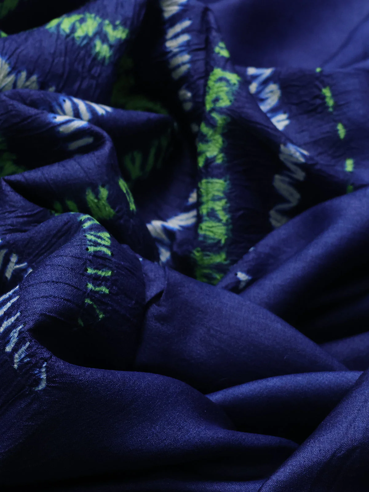 Dark Blue Tussar Silk Saree - Image 3