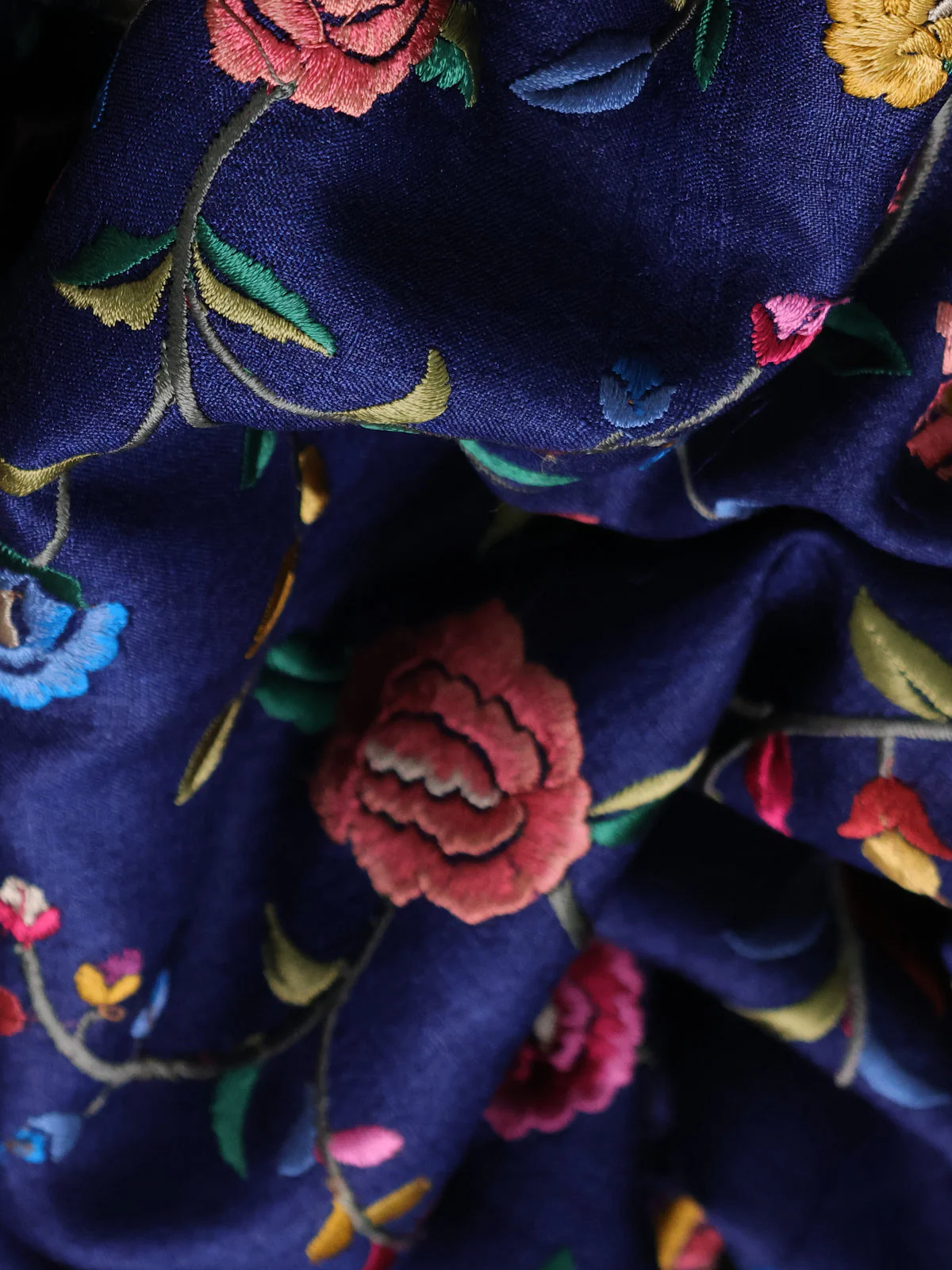 Dark Blue Tussar Silk Saree - Image 3
