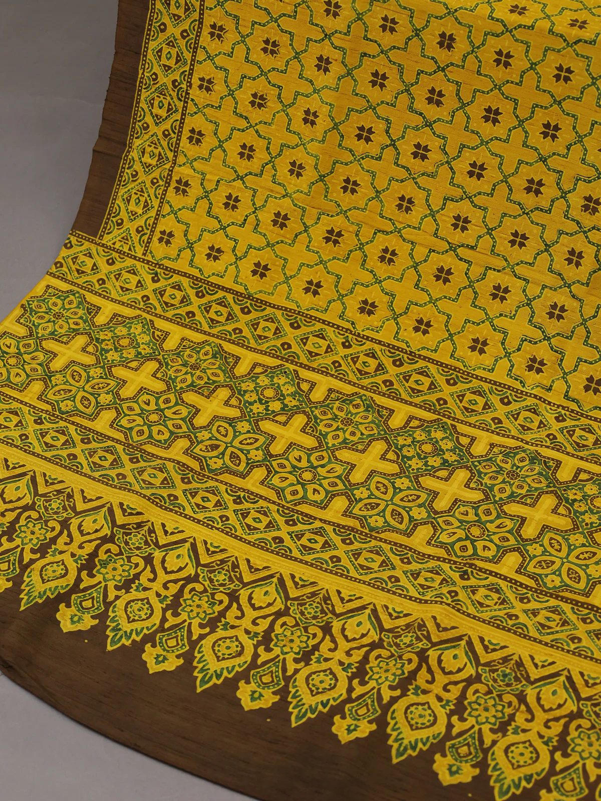 Dark Brown Tussar Silk Unstitched Suit - Image 3