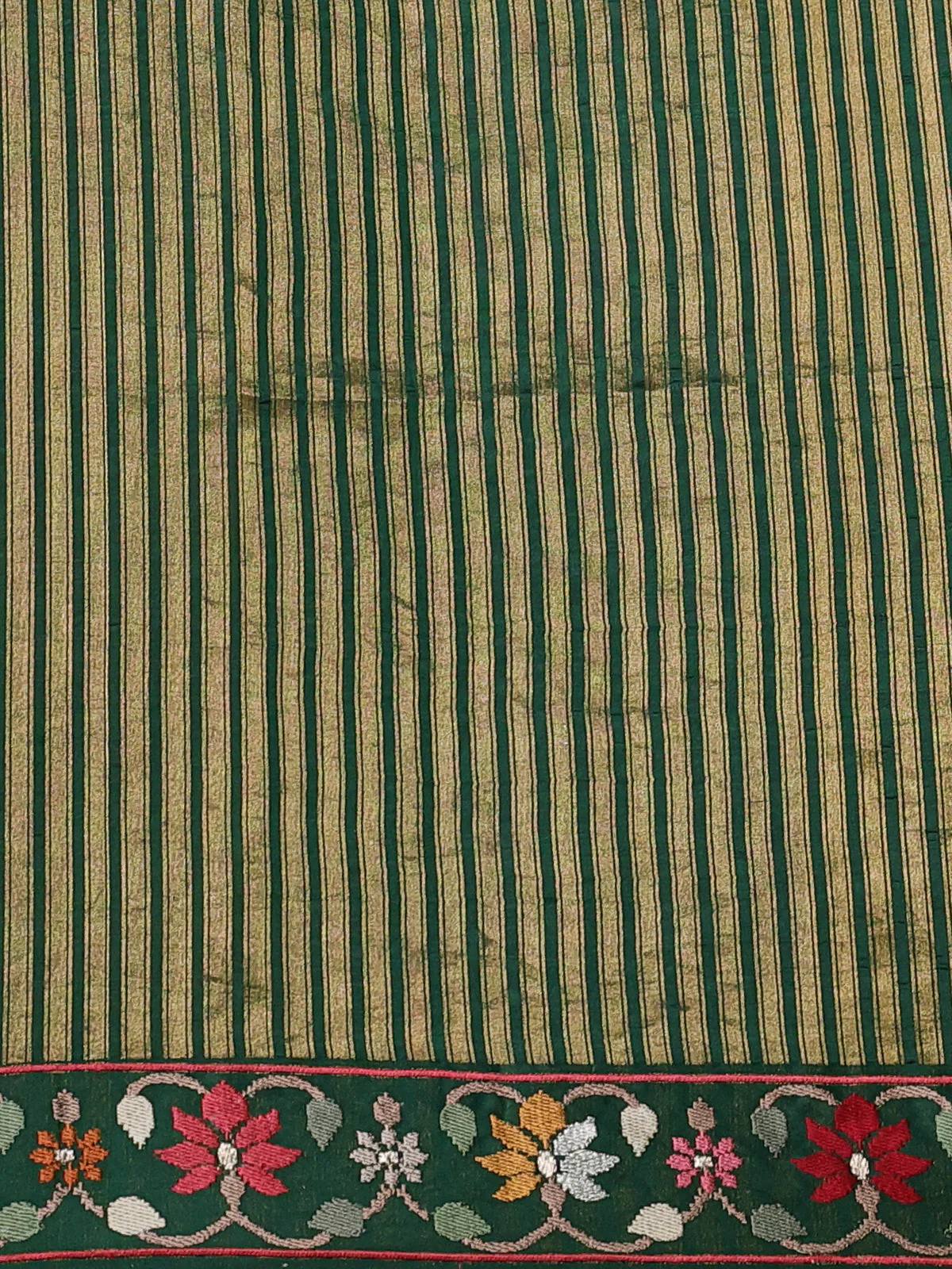 Dark Green Embroidered Banarasi Silk Saree - Image 3