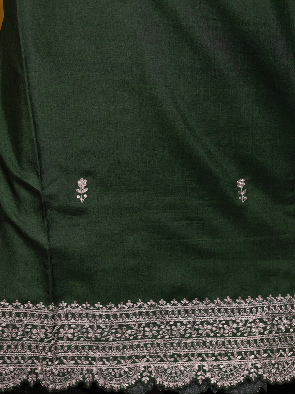 Dark Green Tussar Unstitched Suit - Image 4