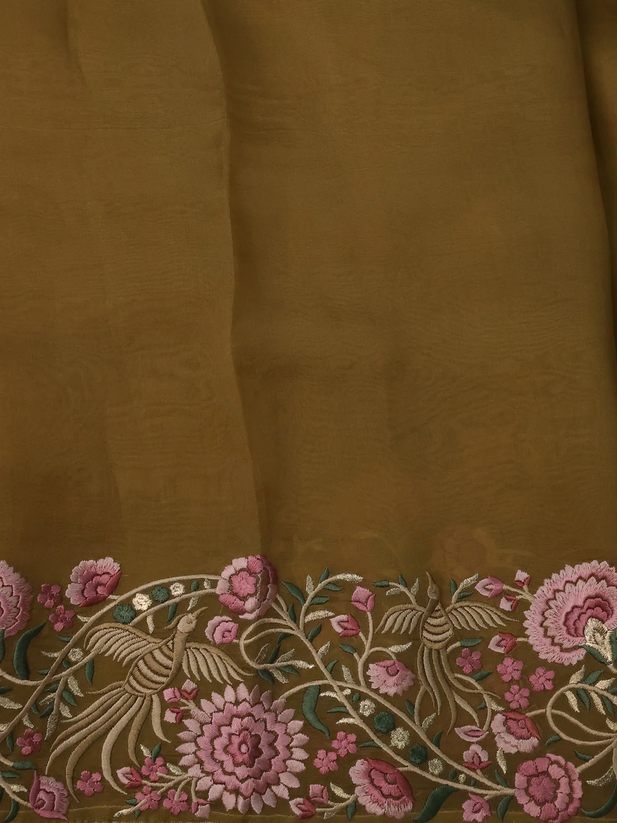 Dark Mustard Organza Silk Saree - Image 4
