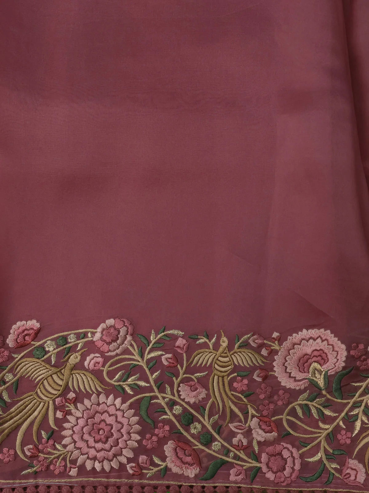 Dark Peach Organza Silk Saree - Image 4