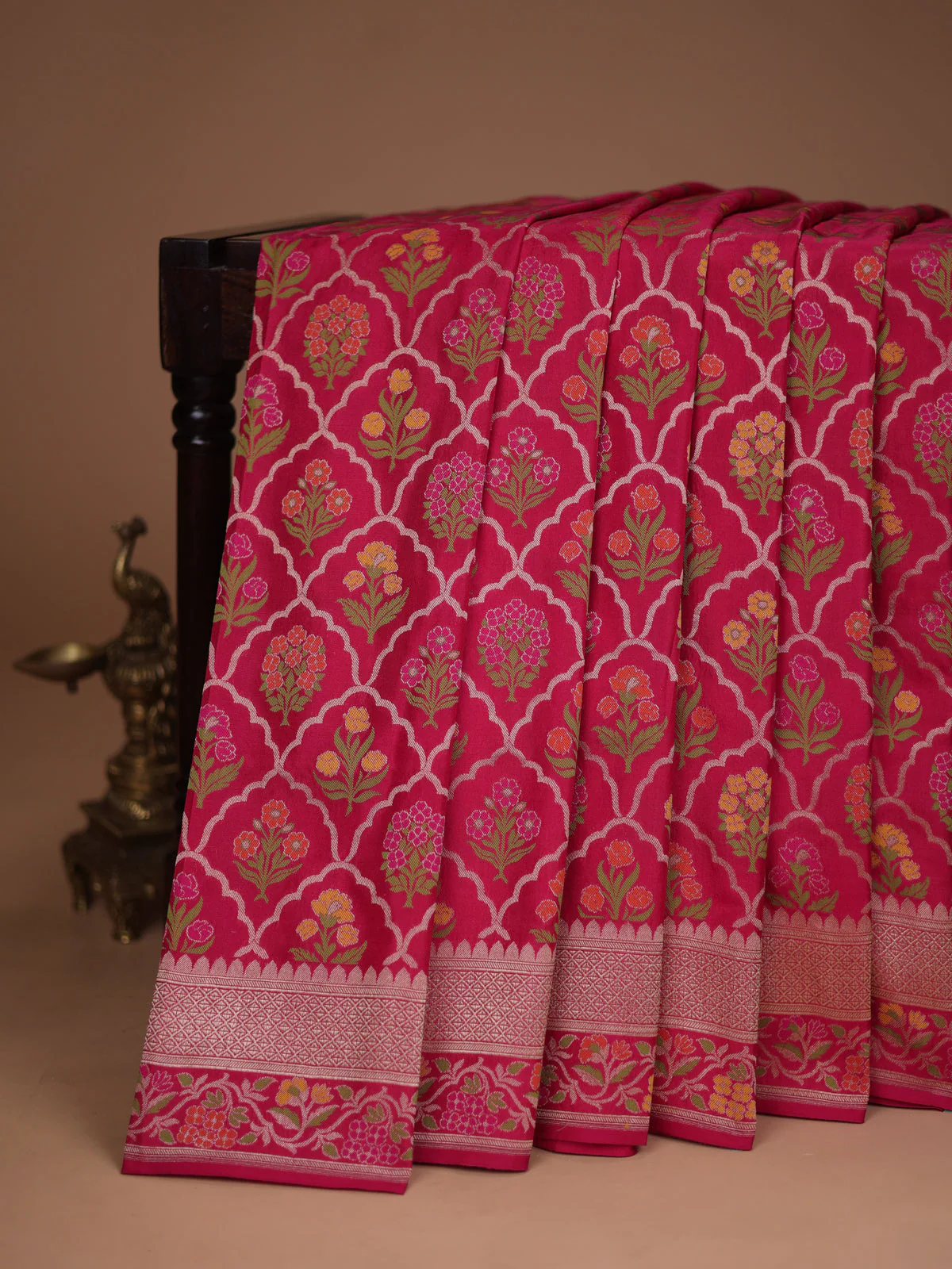 Dark Pink Banarasi Silk Saree - Image 2