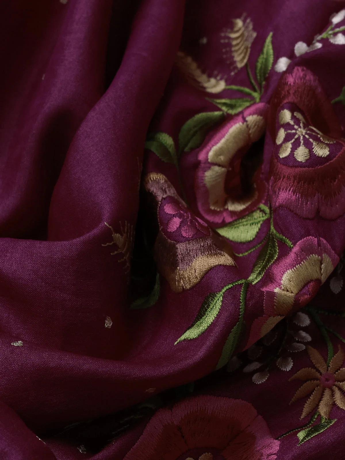 Dark Pink Tussar Silk Saree - Image 3