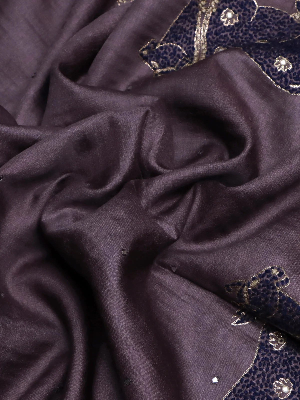 Deep Jamun Pure Tussar Silk Saree - Image 3