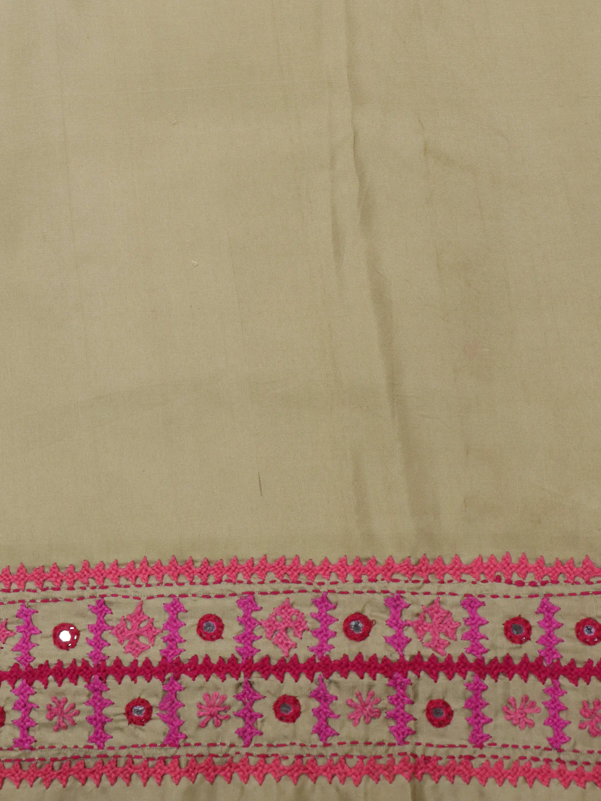 Deep Purple-Beige Pure Silk Saree With Kutch Embroidery - Image 4