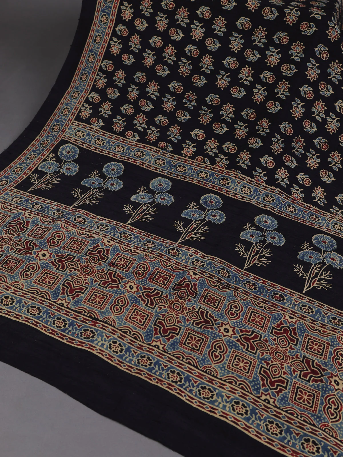 Denim Blue Tussar Silk Unstitched Suit - Image 3