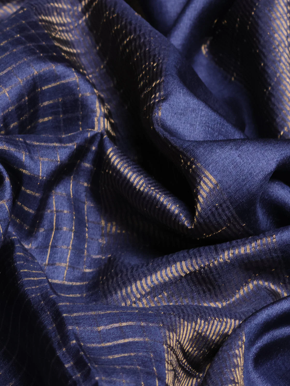 Dusty Blue Tussar Silk Saree - Image 3