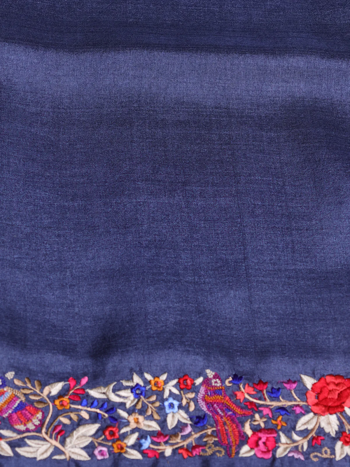 Dusty Blue Tussar Silk Saree - Image 4