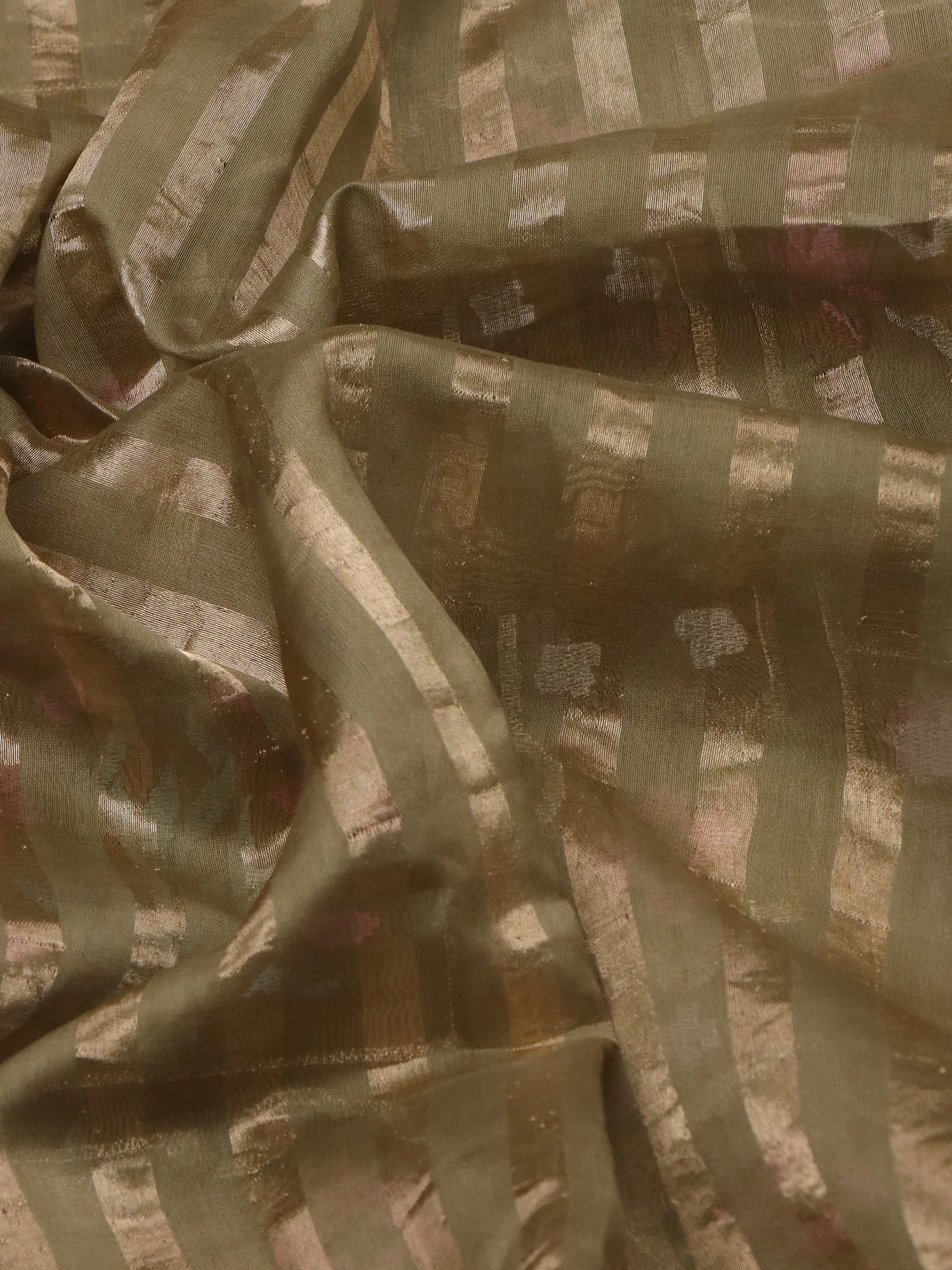 Elaichi Green Chanderi Cotton Saree With Embroidery - Image 3