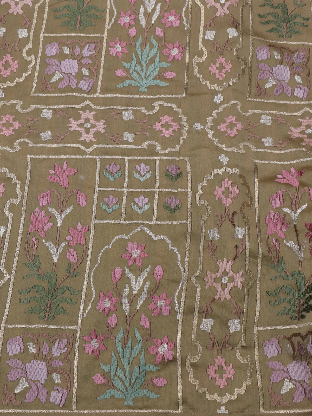 Elaichi Green Chanderi Cotton Saree With Embroidery - Image 4