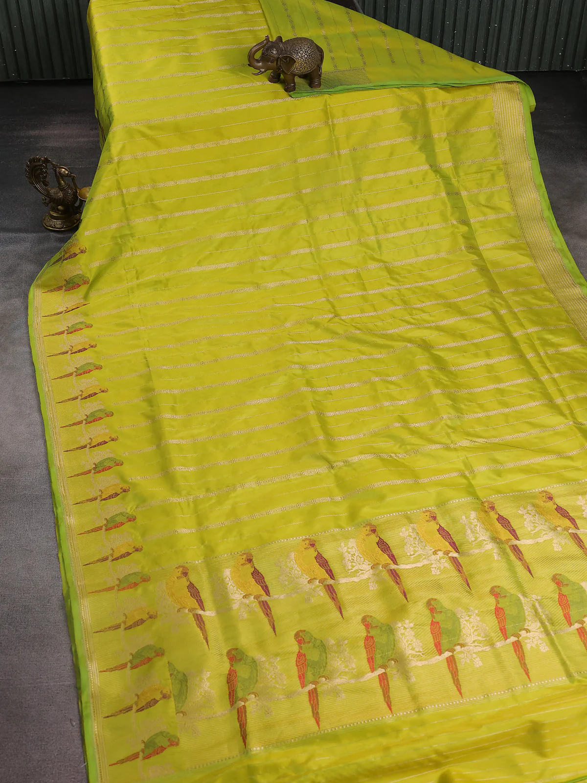 Fluorescent Green Banarasi Silk Saree - Image 2