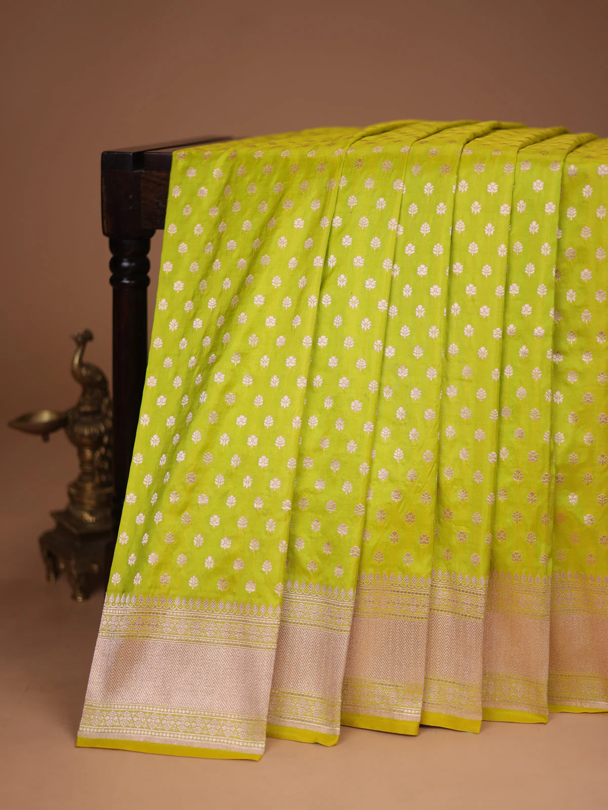Fluorescent Green Banarasi Silk Saree - Image 2