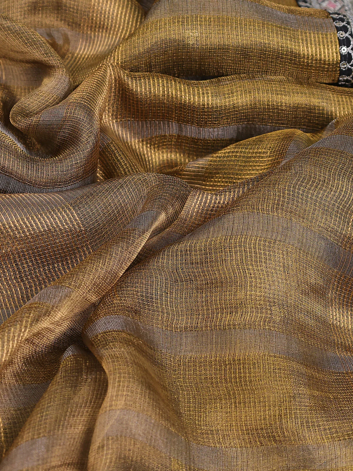 Gold-Black Tissue Silk Saree - Image 3