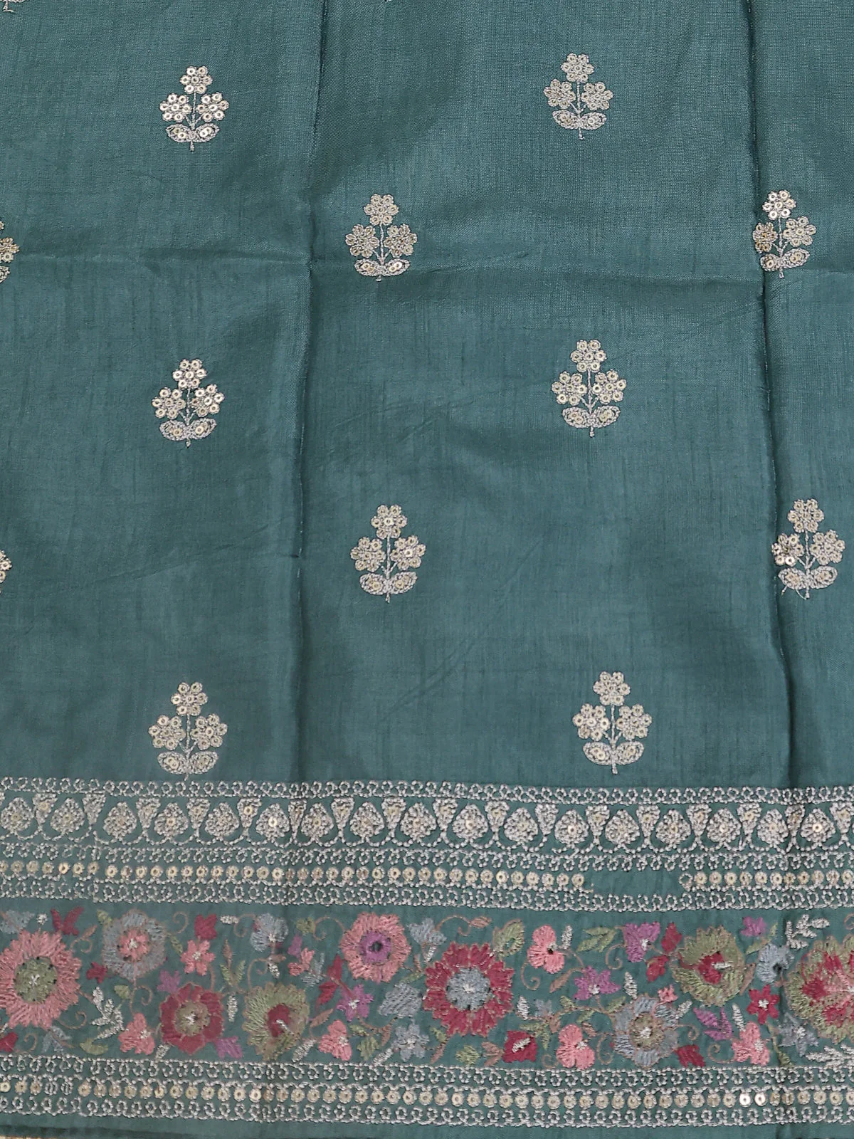 Gold-Green Tissue Silk Saree - Image 4