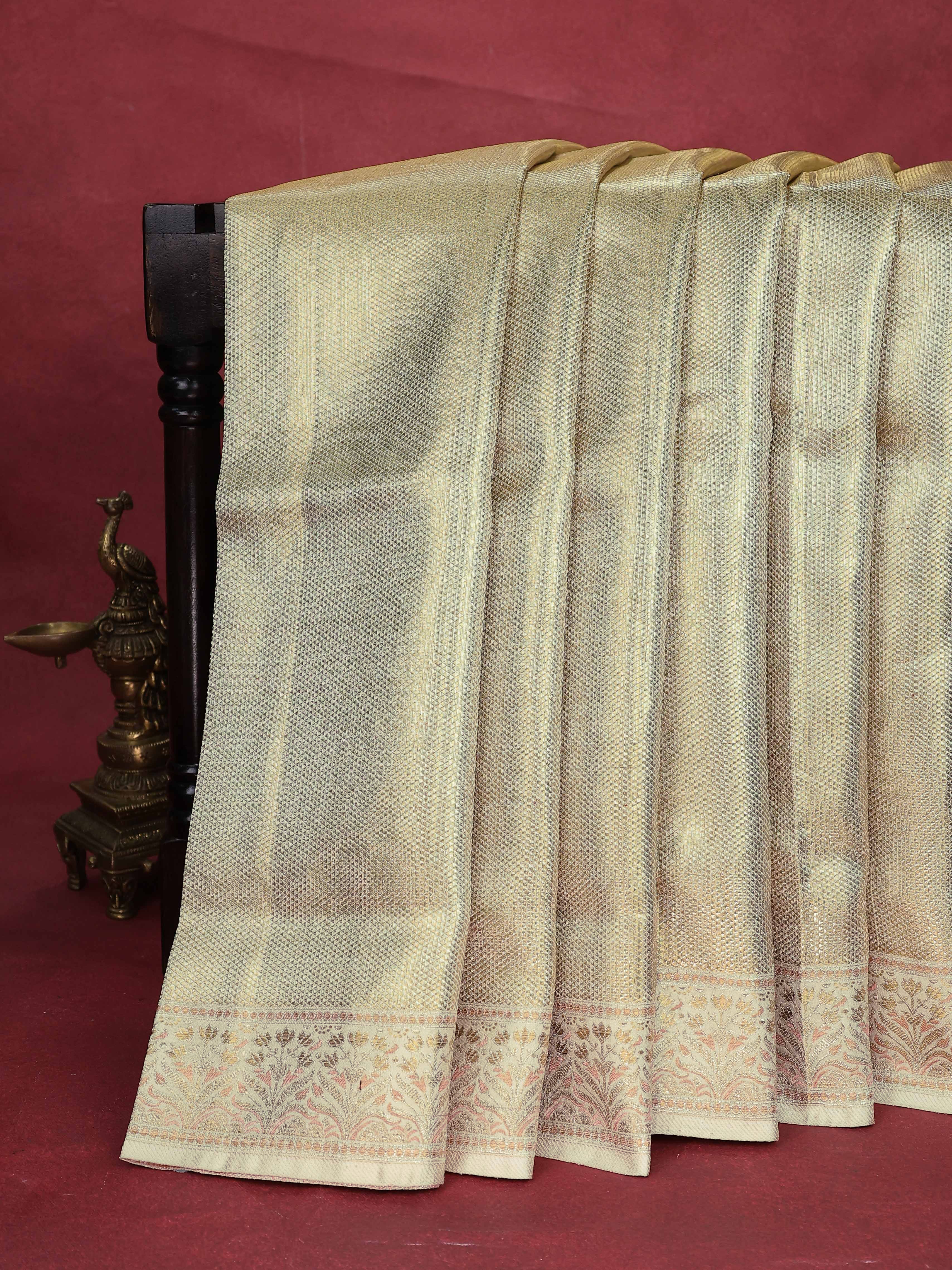 Gold Kanchipuram Tissue Silk Saree - Image 6