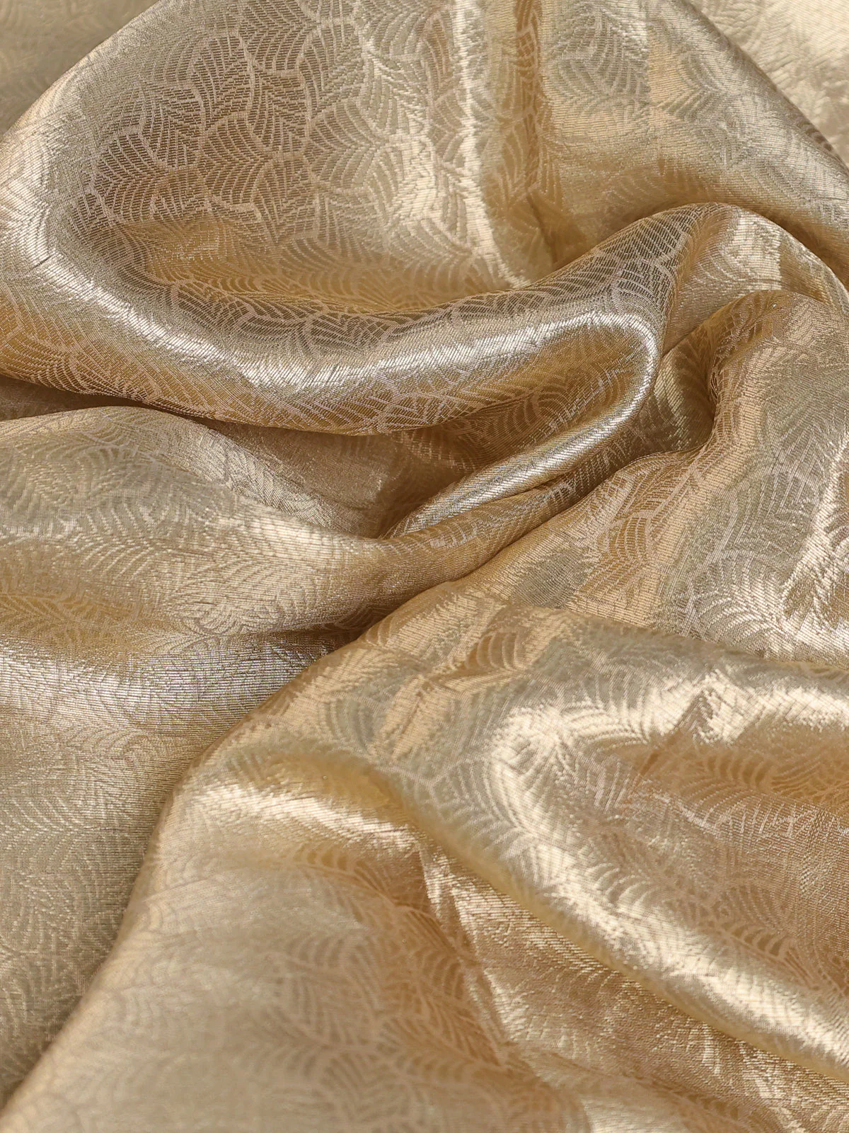 Golden Banarasi Tissue Saree With Embroidery Readymade Blouse - Image 8