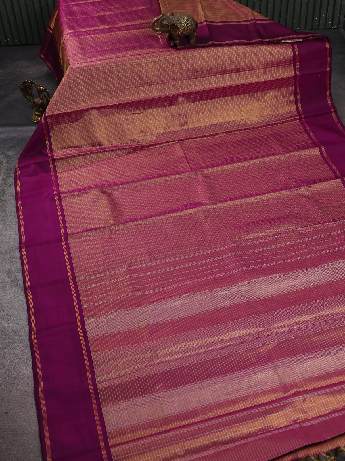 Golden Purple - Purple Kanchipuram Tissue Silk Saree - Image 2
