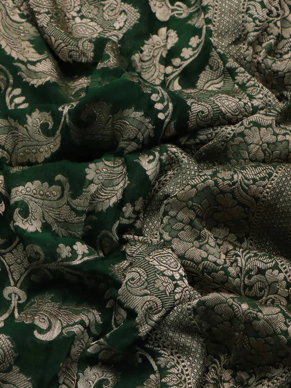 Green Banarasi Georgette Saree - Image 3