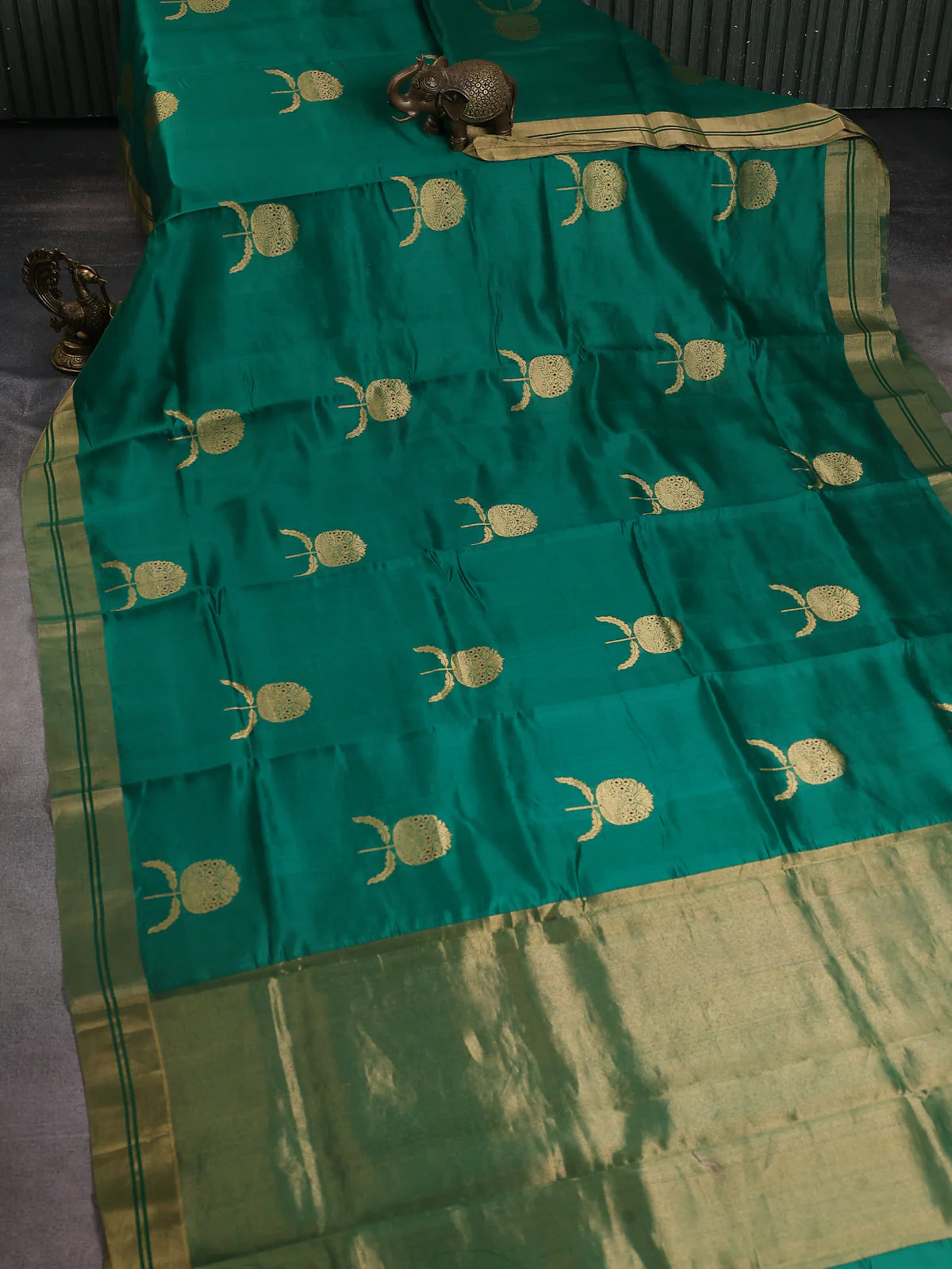Green Chanderi Silk Saree - Image 2