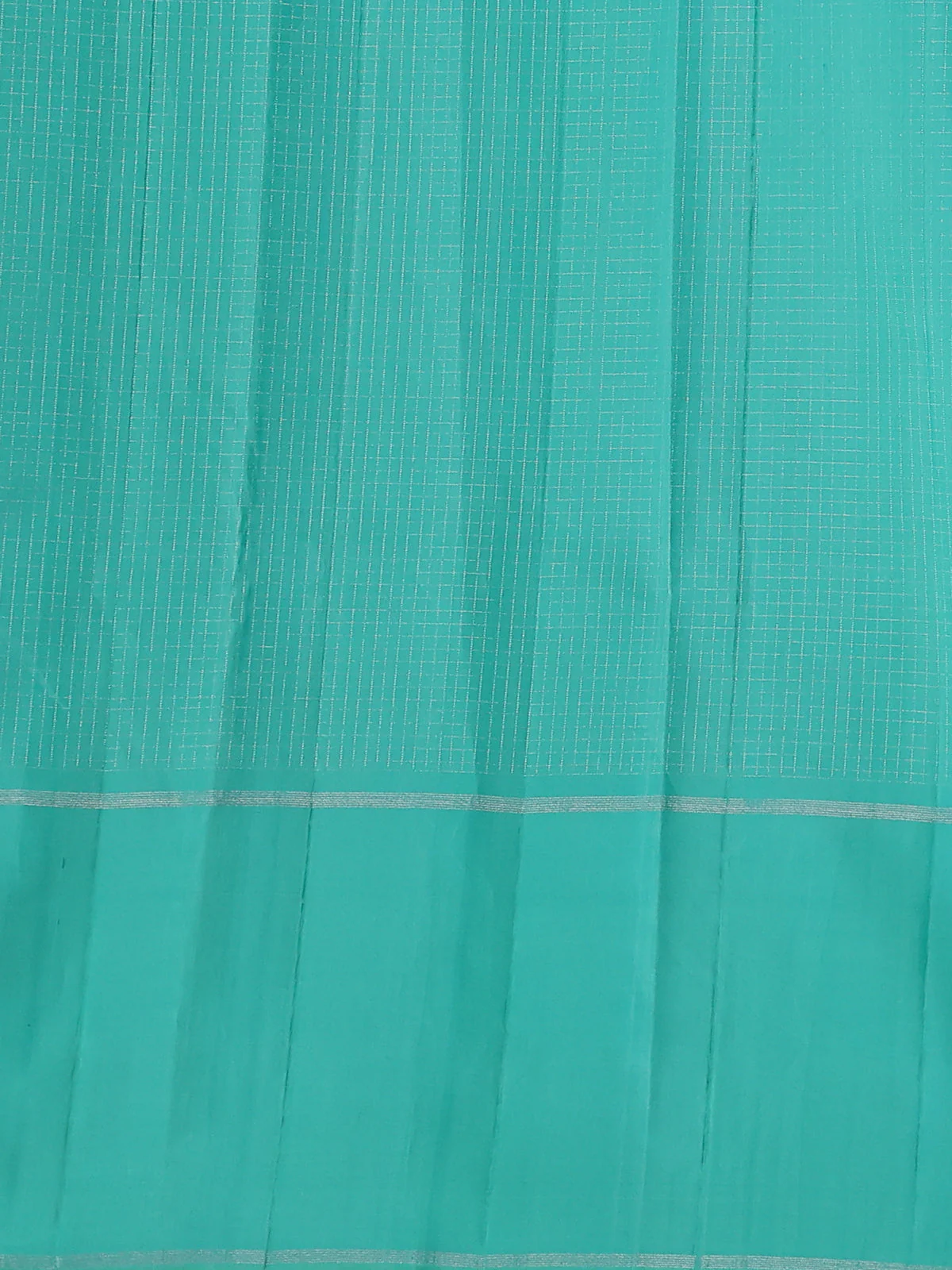 Green Teal - Aqua Green Kanchipuram Silk Saree - Image 4