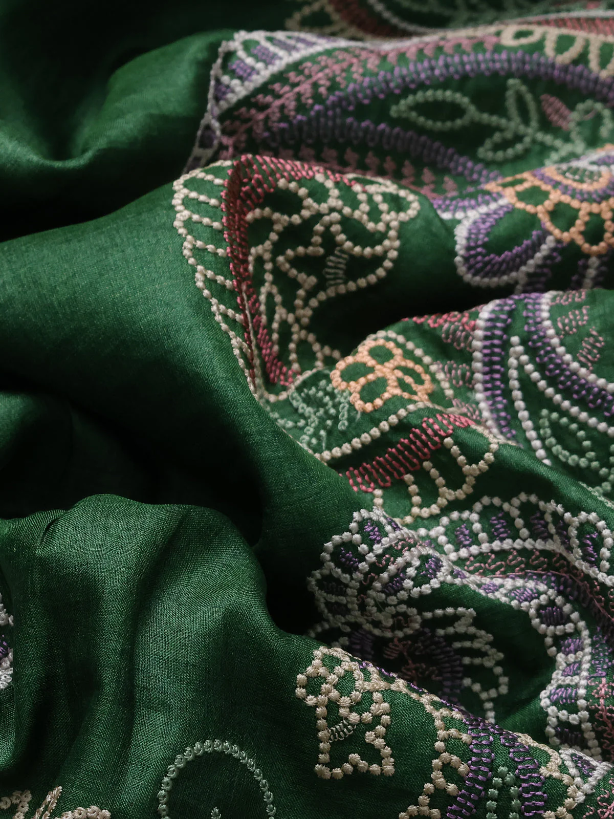 Green Tussar Silk Saree - Image 3