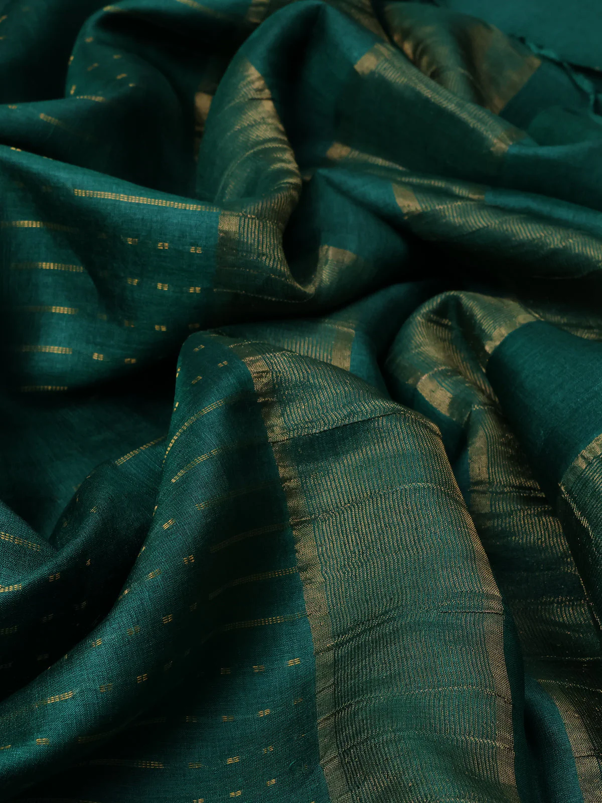 Green Tussar Silk Saree - Image 3