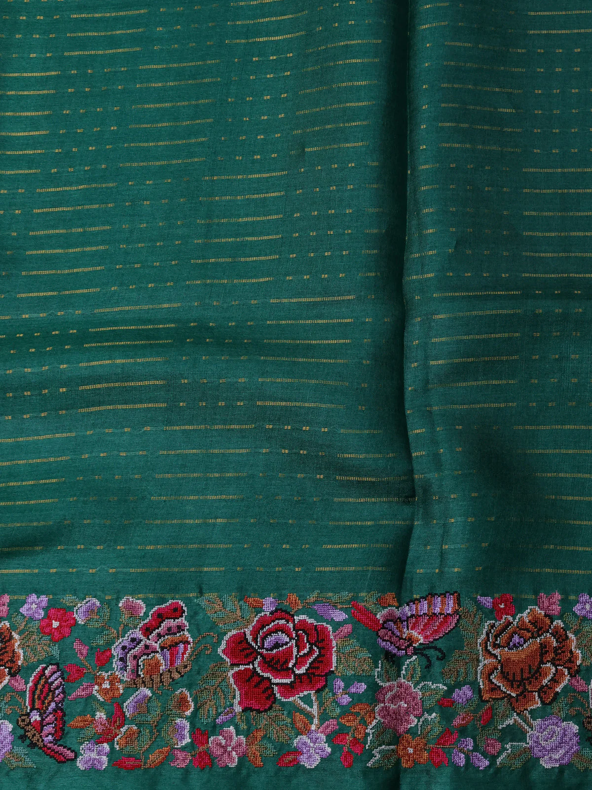 Green Tussar Silk Saree - Image 4
