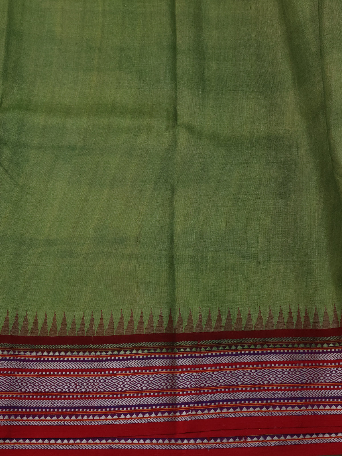 Green Tussar Silk Saree With Digital Prints & Ganga Jamuna Vidarbha Border - Image 4