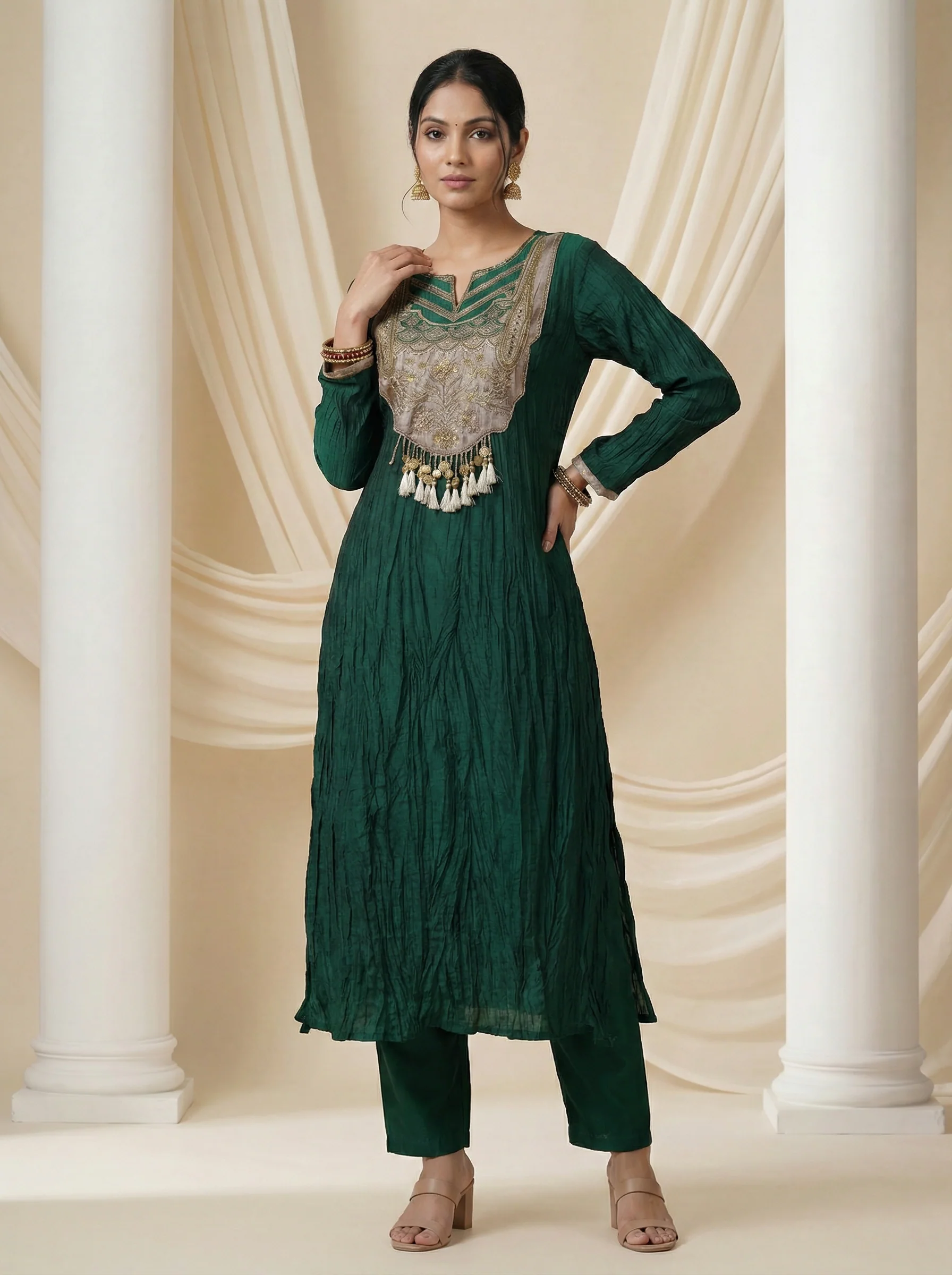 Green Zardosi Embroidered Silk Anarkali Suit - Image 2