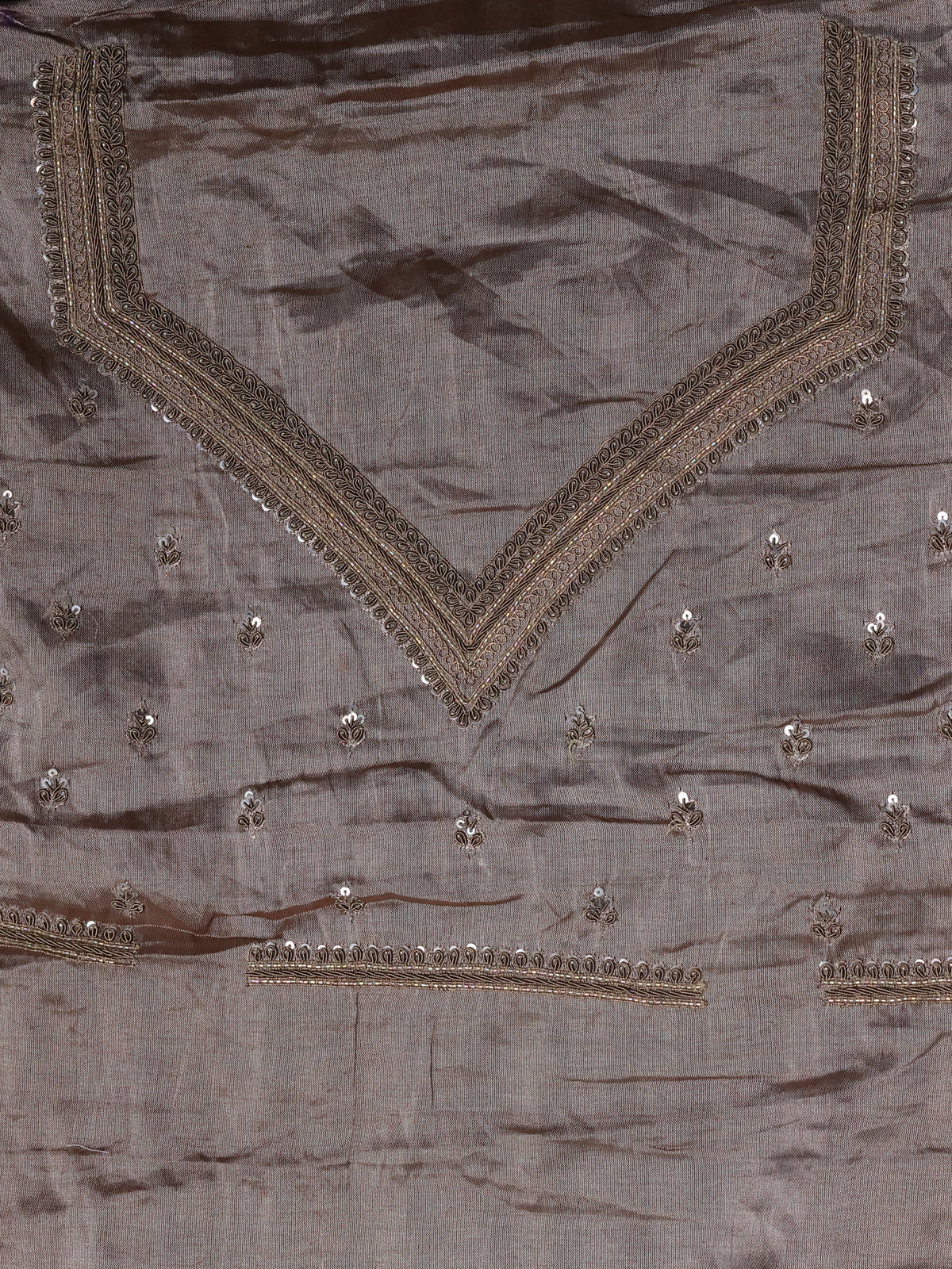 Grey-Black Tissue Silk Saree With Zardosi Work - Image 6