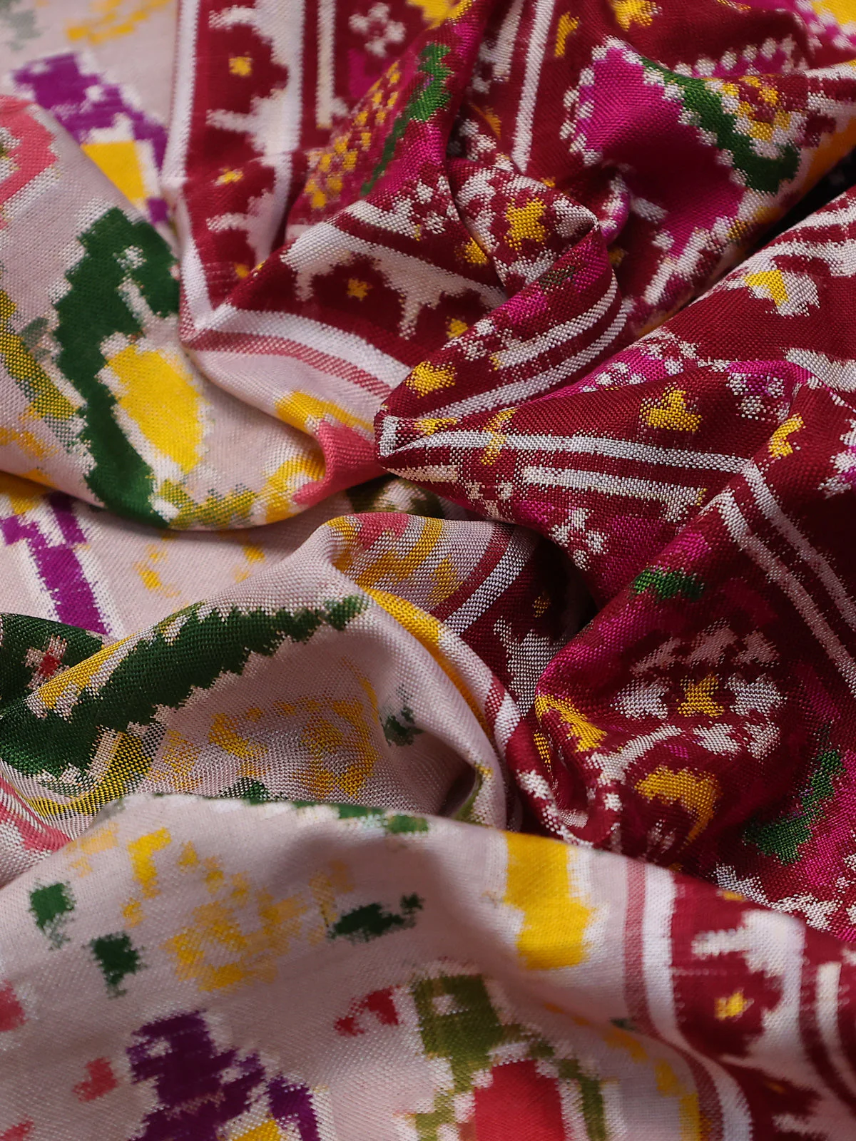 Grey-Maroon Patan Patola Silk Saree - Image 3