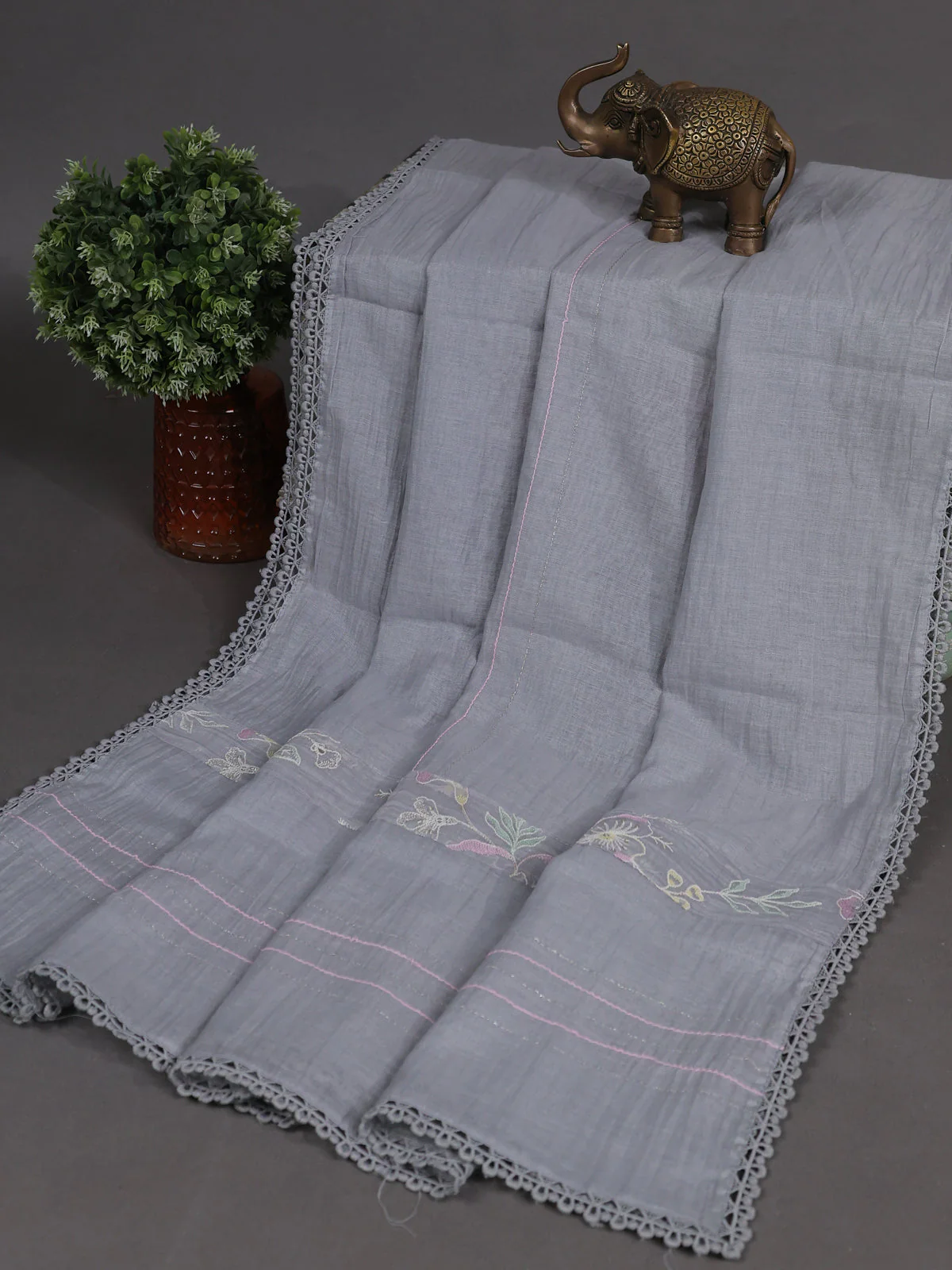 Grey Mul Chanderi Unstitched Suit - Image 3