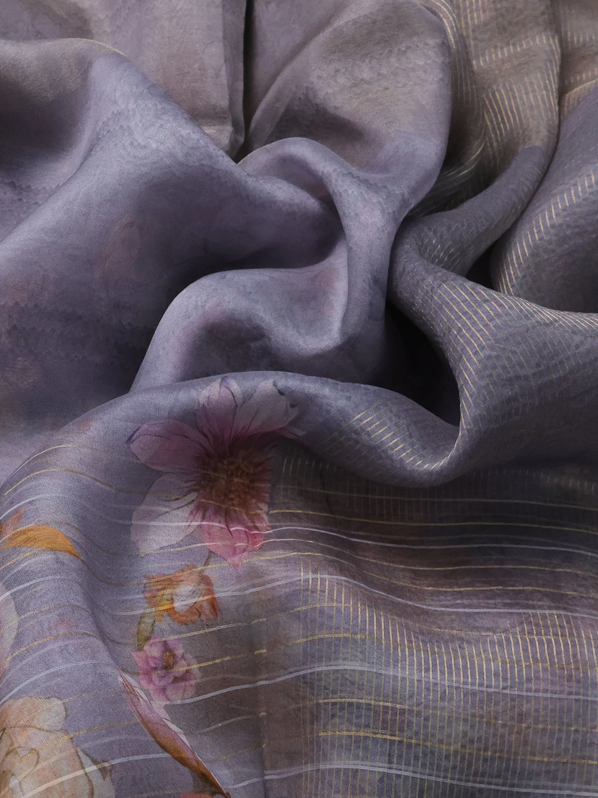 Grey Organza Silk Saree - Image 3