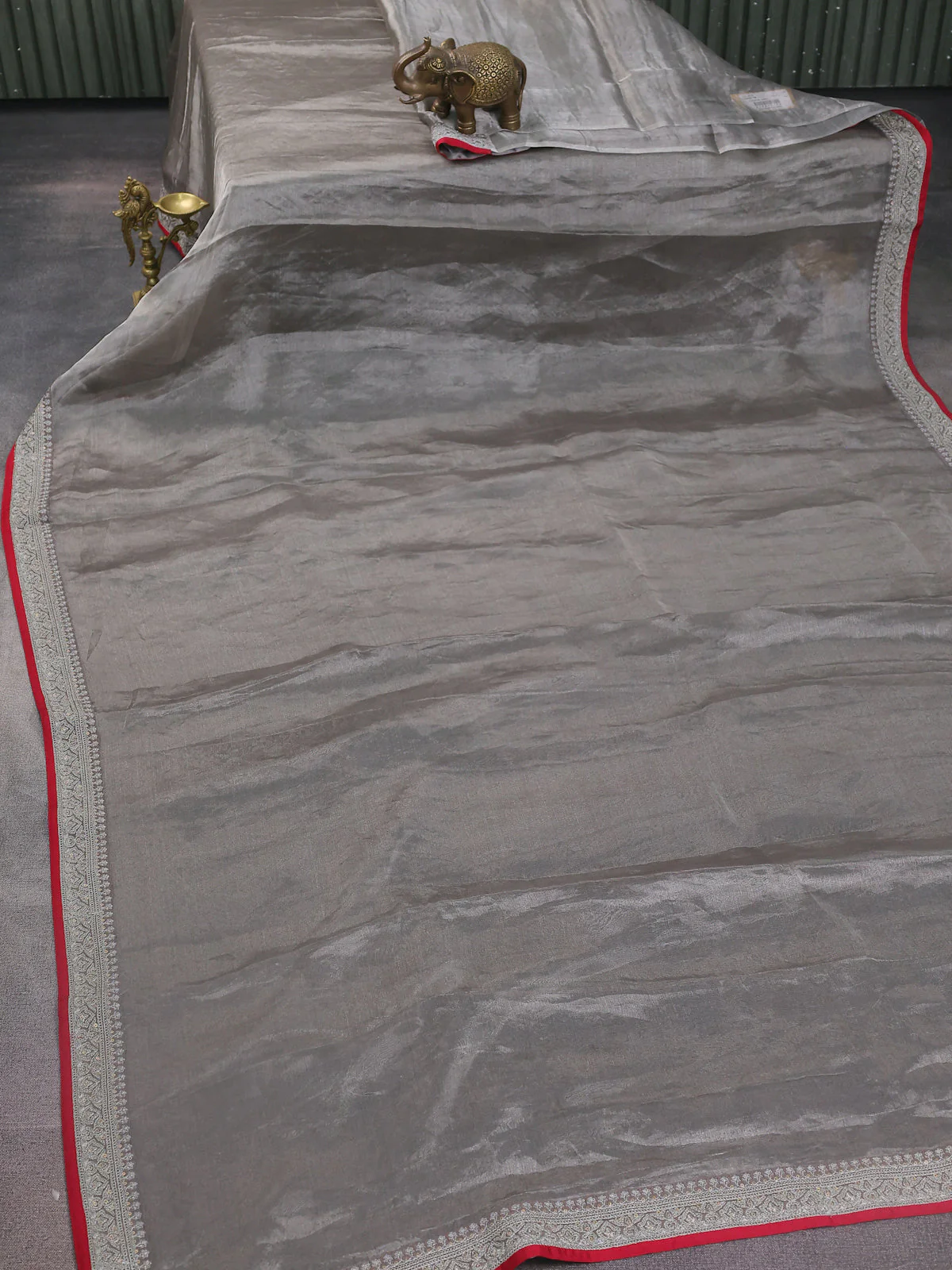 Grey Tissue Silk Saree - Image 2