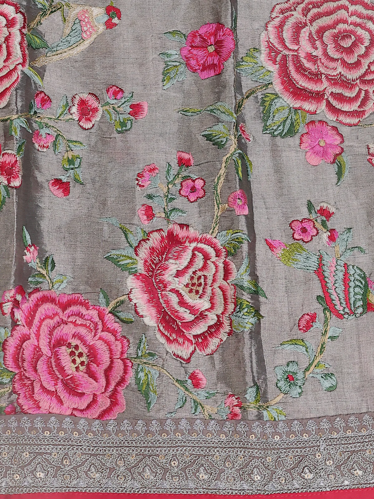 Grey Tissue Silk Saree - Image 4