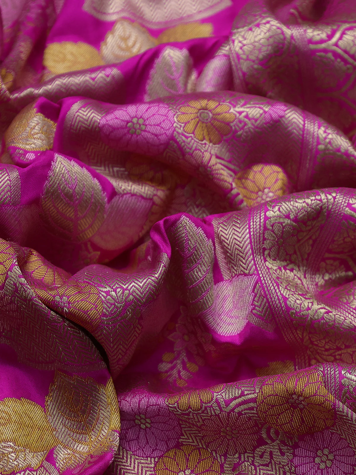 Hot Pink Banarasi Silk Saree - Image 3