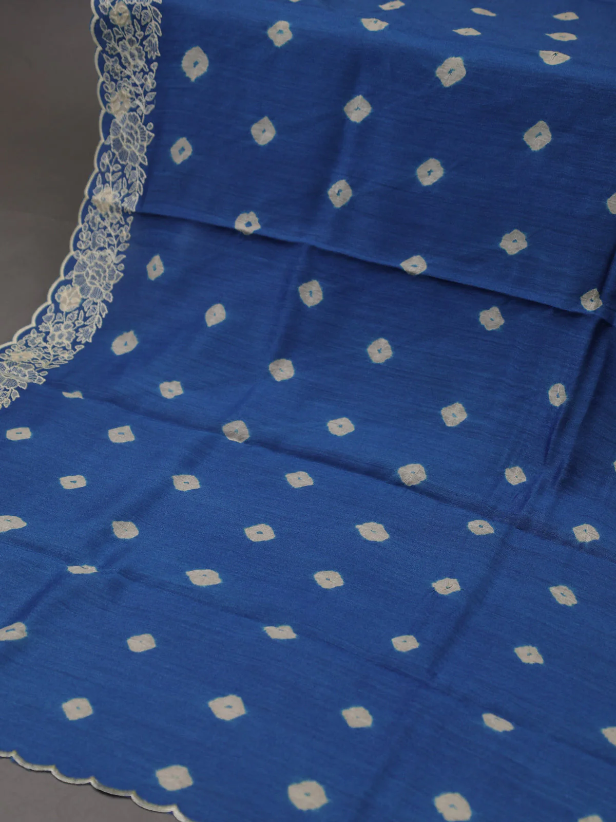 Indigo Blue Green Tussar Silk Unstitched Suit - Image 3